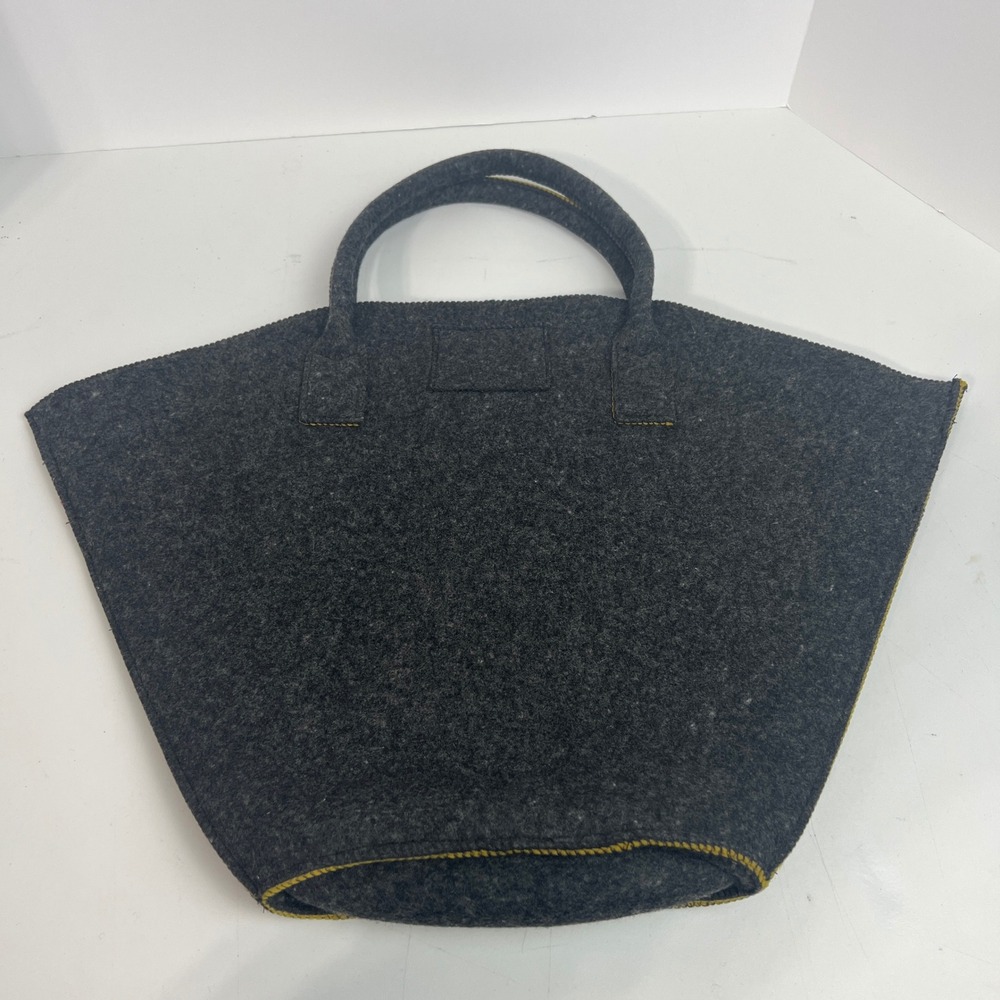 Helen Kaminski Sydney Australia Felted Wool Tote Bag Charcoal Grey Mustard inter - Picture 5 of 11